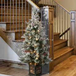 4 ft. Pre-Lit Snowy Bedford Pine Tree with Clear Lights