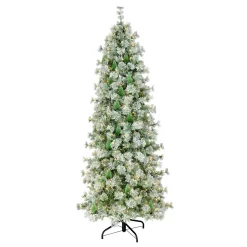 7.5 ft. Pre-Lit Snowy Bottle Brush Slim Tree with Clear Lights