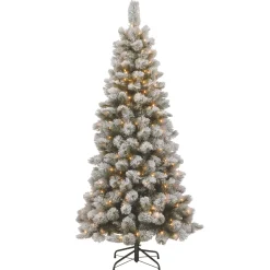 7.5 ft. Pre-Lit Snowy Bristle Pine Slim Tree with Clear Lights