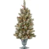 4 ft. Pre-Lit Snowy Bristle Berry Tree with Clear Lights