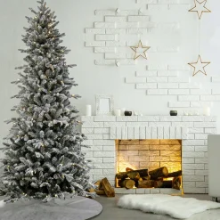 7 ft. Pre-Lit Snowy Calton Pine Tree with LED Lights