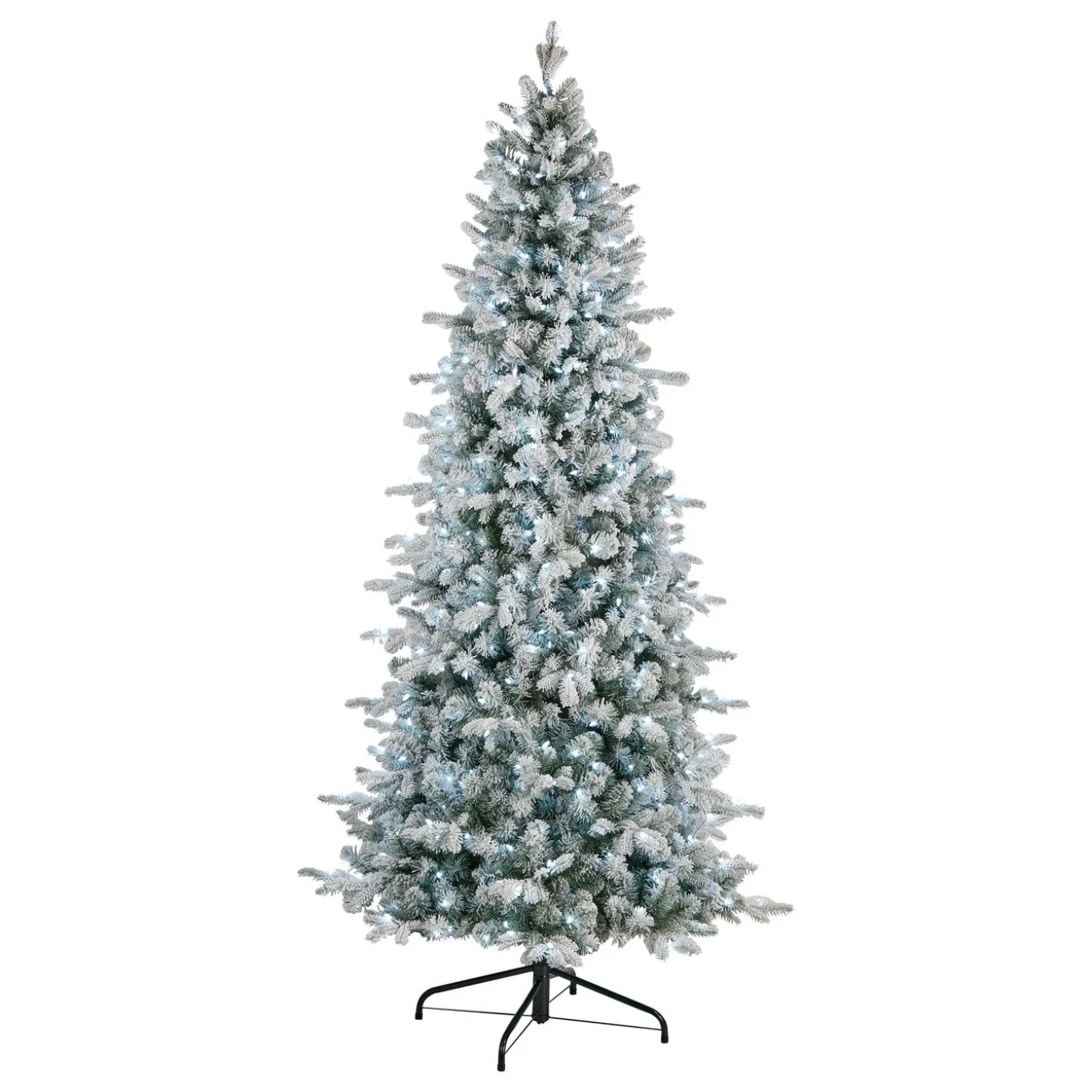 6 ft. Pre-Lit Snowy Comet Slim Blue Tree with LED Lights
