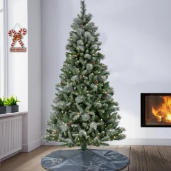 7.5 ft. Pre-Lit Snowy Conconully Tree with LED Lights