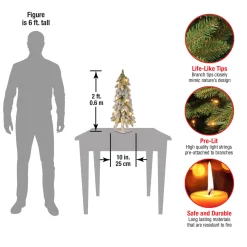 2 ft. Pre-Lit Snowy Downswept Forest Tree with Clear Lights