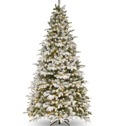 9 ft. Pre-Lit Snowy Everest Fir Medium Tree with Clear Lights