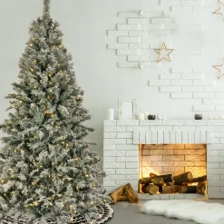 7.5 ft. Pre-Lit Snowy Harwich Tree with PowerConnect Warm White LED Lights