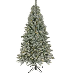 9 ft. Pre-Lit Snowy Harwich Hinged Tree with PowerConnect Warm White LED Lights