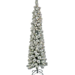 7 ft. Pre-Lit Snowy Methow Pencil Slim Tree with LED Lights