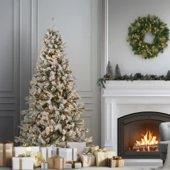 6.5 ft. Pre-Lit Snowy Mixed Pine Tree with Clear Lights