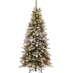 7.5 ft. Pre-Lit Snowy Mountain Pine Slim Tree with Clear Lights