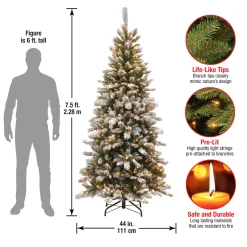 7.5 ft. Pre-Lit Snowy Mountain Pine Slim Tree with Clear Lights