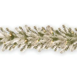 9 ft. Pre-Lit Snowy Sheffield Spruce Garland with Clear Lights