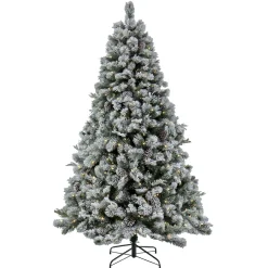 7.5 ft. Pre-Lit Snowy Silver Hill Pine Tree with LED Lights