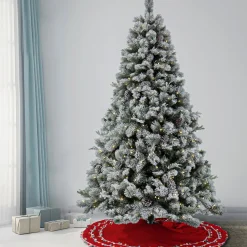 7.5 ft. Pre-Lit Snowy Silver Hill Pine Tree with LED Lights