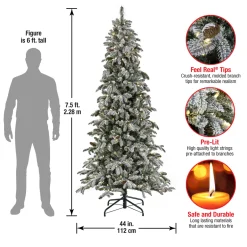 7.5 ft. Pre-Lit Snowy Vintin Fir Tree with LED Lights