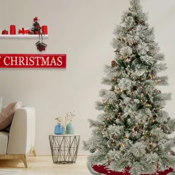 7.5 ft. Pre-Lit Snowy Yorkshire Tree with Clear Lights