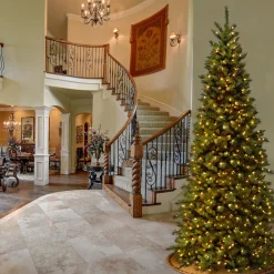 9 ft. Pre-Lit Tiffany Fir Slim Tree with Clear Lights - PVC Branch Tips