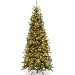 6.5 ft. Pre-Lit Tiffany Fir Slim Tree with Clear Lights PVC Branch Tips
