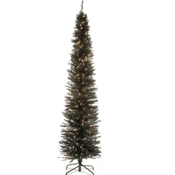 7 ft. Pre-Lit Tinsel Collection Black Tree with Clear Lights