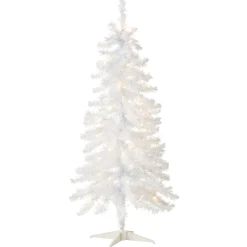 4 ft. Pre-Lit Tinsel Collection White Iridescent Tree with Clear Lights