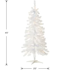 4 ft. Pre-Lit Tinsel Collection White Iridescent Tree with Clear Lights