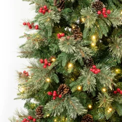 7.5 ft. Pre-Lit Virginia Pine Mixed Slim Tree with Warm White LED Lights