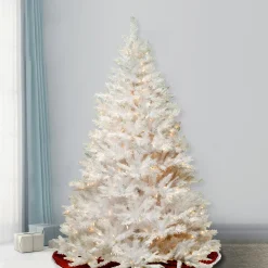 7.5 ft. Pre-Lit Winchester Pine White Tree with Clear Lights and Silver Glitter