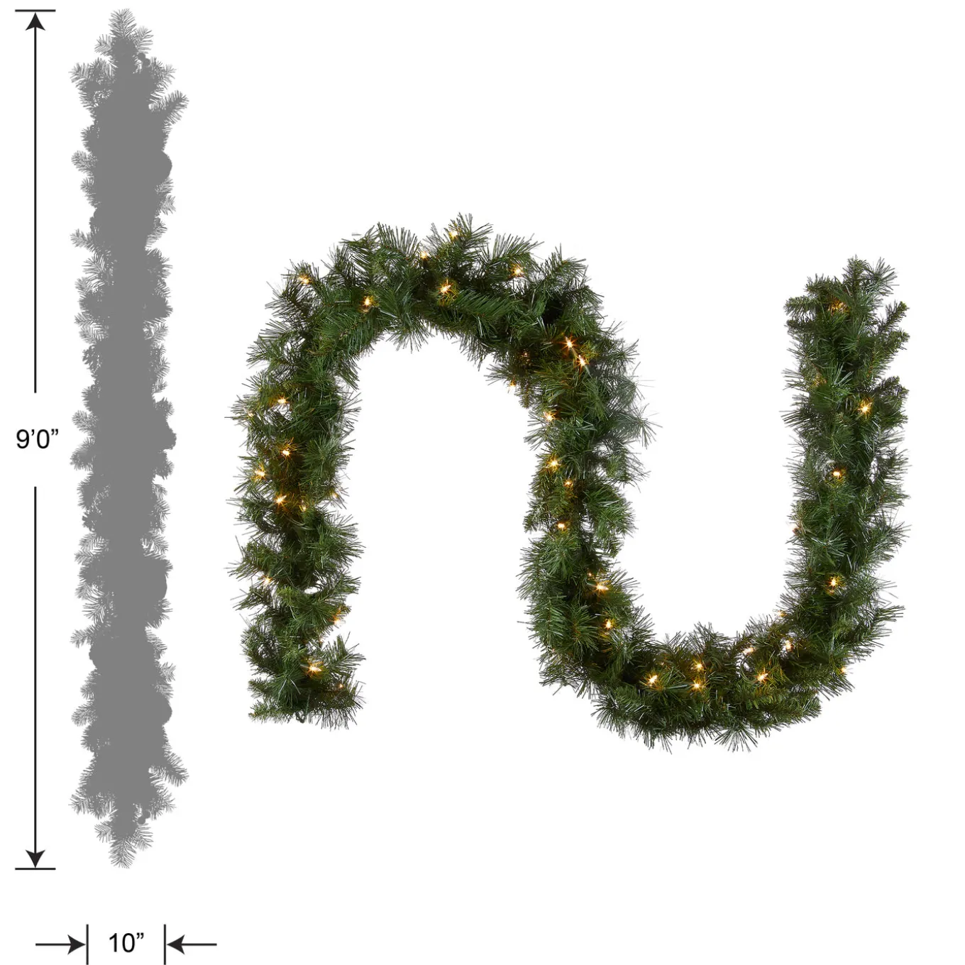 9 ft. Pre-Lit Winchester Pine Garland with Clear Lights