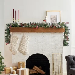 9 ft. Pre-Lit Wintry Berry Garland with Clear Lights, Plug-In