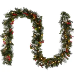 9 ft. Pre-Lit Wintry Pine Garland with Clear Lights, Plug-In