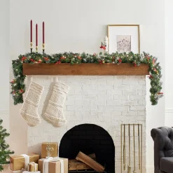 9 ft. Pre-Lit Wintry Pine Garland with Clear Lights, Plug-In