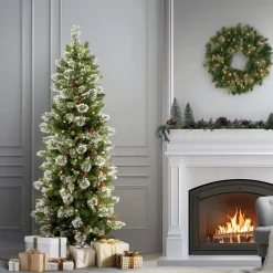 7.5 ft. Pre-Lit Wintry Pine Slim Tree with Clear Lights