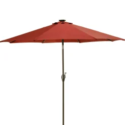 9 ft. Red Umbrella with Solar Power LED Lights