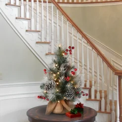 2 ft. Snowy Glacier Pine Tree with Warm White LED Lights