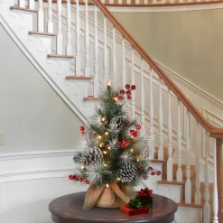 2 ft. Snowy Glacier Pine Tree with Warm White LED Lights