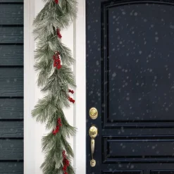 8 ft. Snowy Pine Berry Plastic Garland