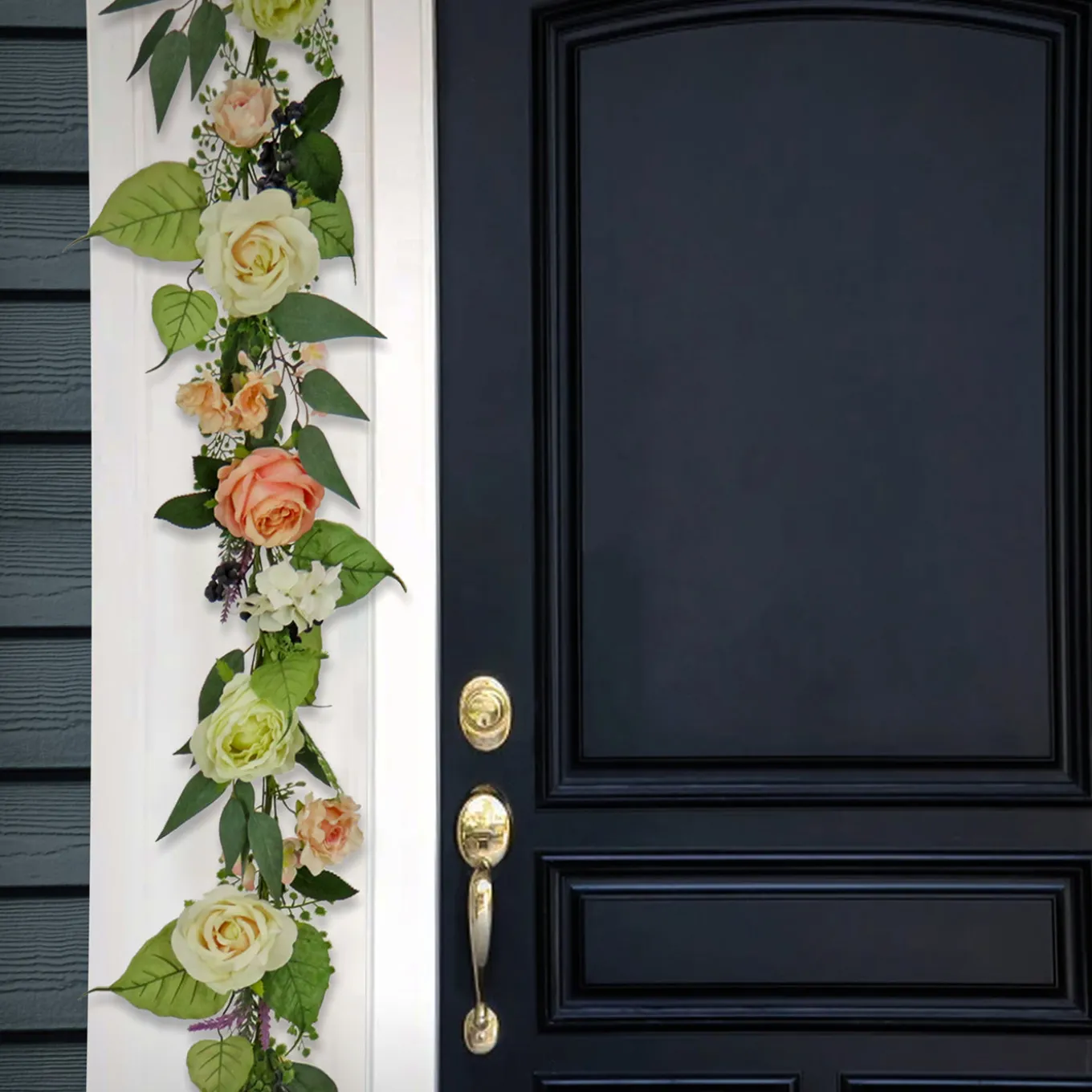 6 ft. Spring Garland with Rose Blooms, Lavender, Berry Clusters, Leafy Greens
