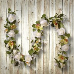 6 ft. Spring Garland with Roses, Lilies, Berry Clusters, Leafy Greens
