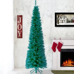 6 ft. Tinsel Collection Turquoise Tree