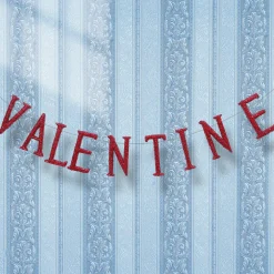 6 ft. Valentine's Banner Decorated with Red Glitter