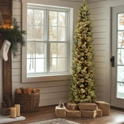 10 ft.Pre-Lit Carolina Pine Slim Tree with Clear Lights