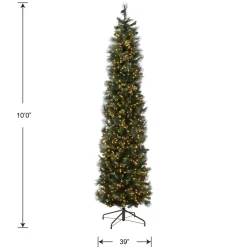 10 ft.Pre-Lit Carolina Pine Slim Tree with Clear Lights