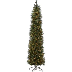 10 ft.Pre-Lit Carolina Pine Slim Tree with Clear Lights