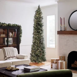 10 ft.Pre-Lit Carolina Pine Slim Tree with Clear Lights