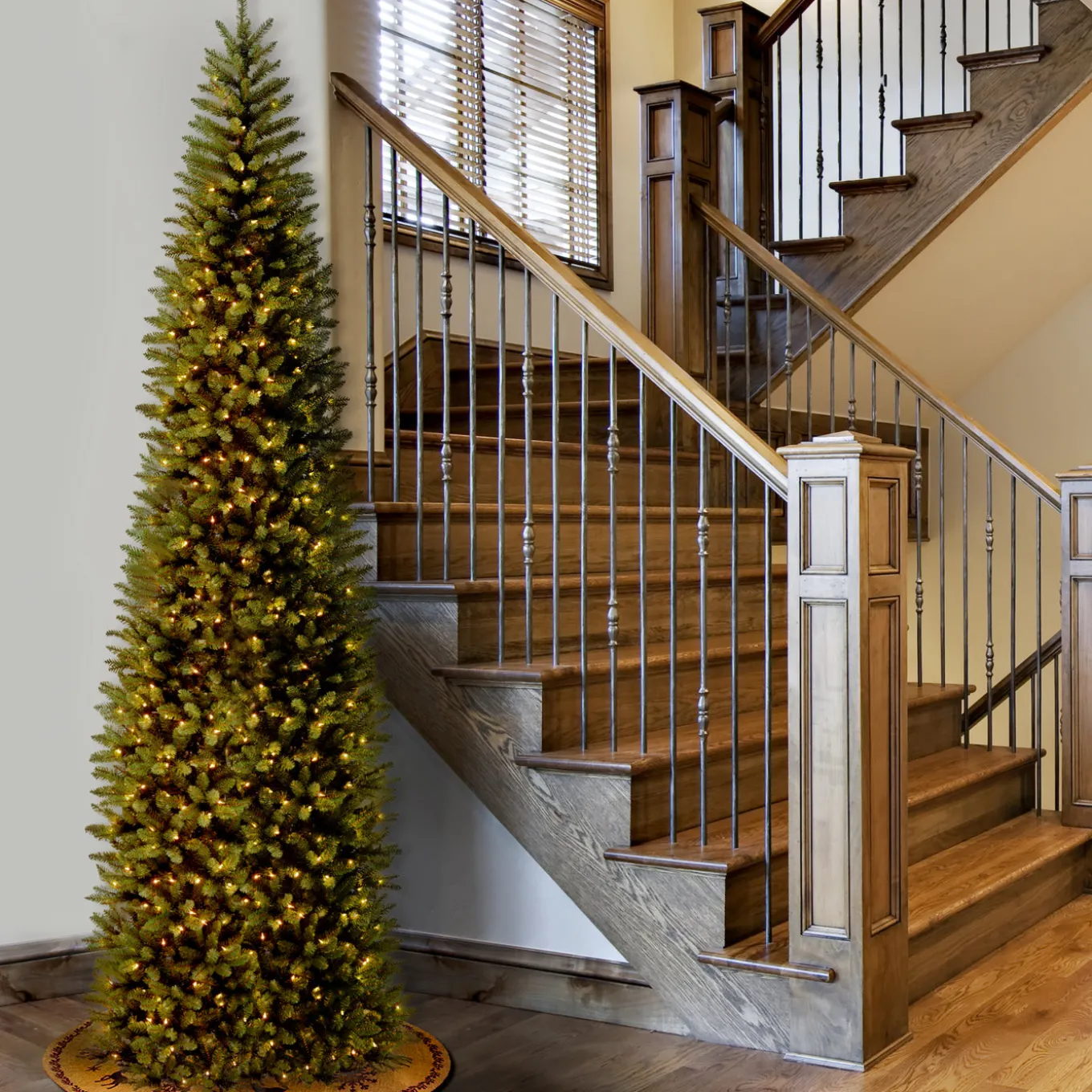 10 ft.Pre-Lit Kingswood Fir Pencil Slim Tree with Clear Lights