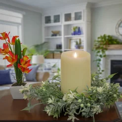 14 in. Spring Table Wreath with Mixed Foliage and Blossom