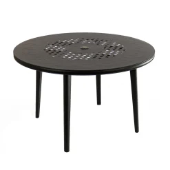 48 in. All Weather Round Dining Table, Black Finish, Cast Aluminum, Darby Collection
