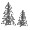 10 in. and 7 in. Silver Christmas Trees Table Decor, Lightweight Wood, Set of 2