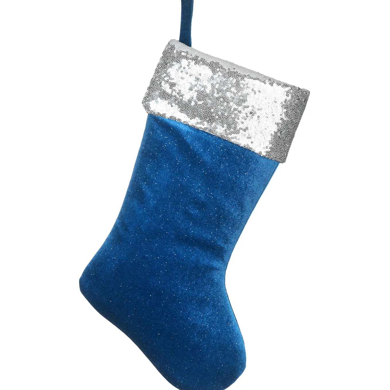 19 in. Arctic Lights Collection Blue Velvet Stocking