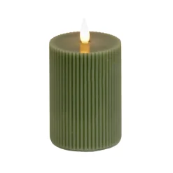 5 in. by 9 in. HGTV Home Collection Flameless Georgetown Pillar Candle, Dk Green